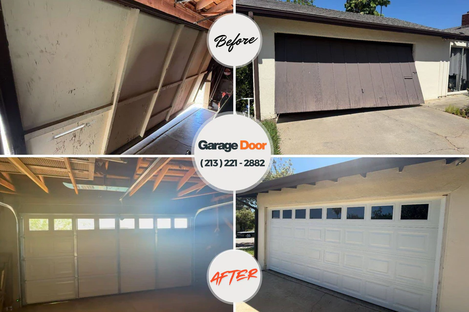Before and after: garage door repair Oglala, SD